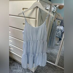 Blu Pepper Light Blue Striped Camisole Spring/ Summer Swiss Dot Lined Sun Dress✨